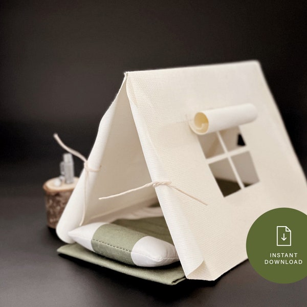SOFORTIGER DOWNLOAD Puppenhaus Camping Zelt Vorlage | Maßstab 1:12 Einfache DIY Miniatur Handwerk für Erwachsene und Kinder