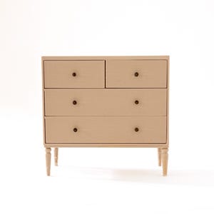 Miniature Dollhouse Dresser - 1:12 Scale Modern 4-Drawer Miniature Dresser for Dollhouse Bedroom in Natural