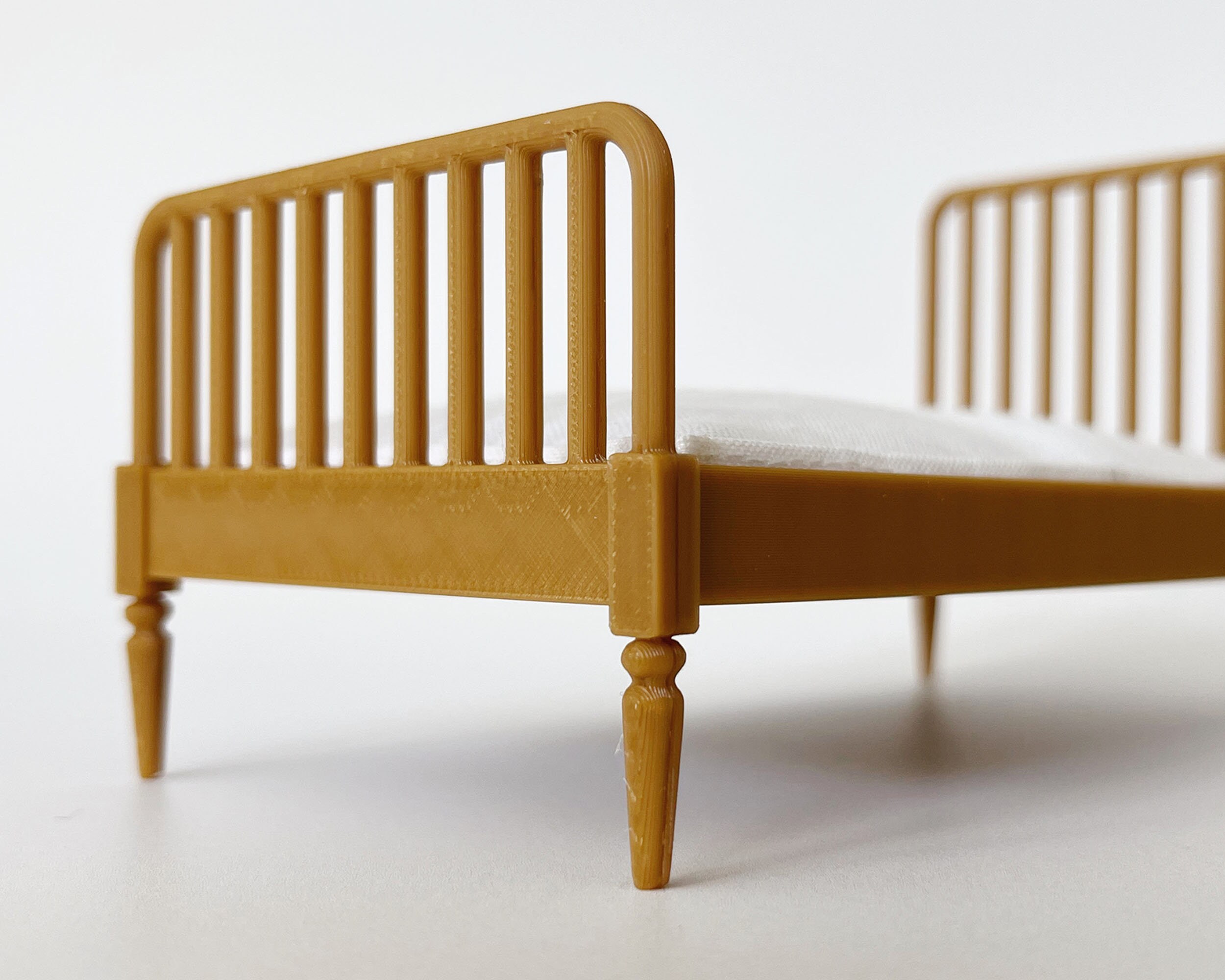 Dollhouse Bed 112 Scale Twin Modern Miniature Bed for Dollhouse