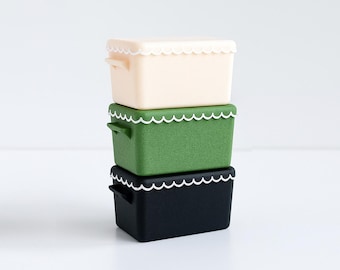 Miniature Dollhouse Cooler with Ice – Scallop Edge Lid – Black, Green, or Petal Pink – 1:12 Scale Accessory