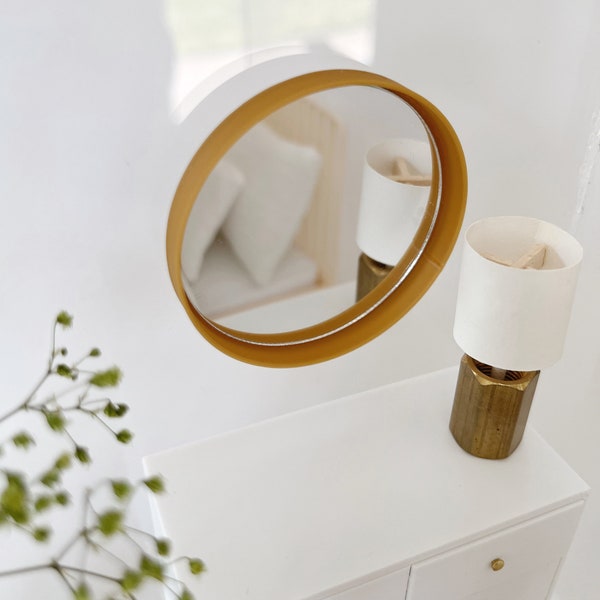 Espejo en miniatura - Espejo de pared redondo a escala 1:12 para decoración de casa de muñecas
