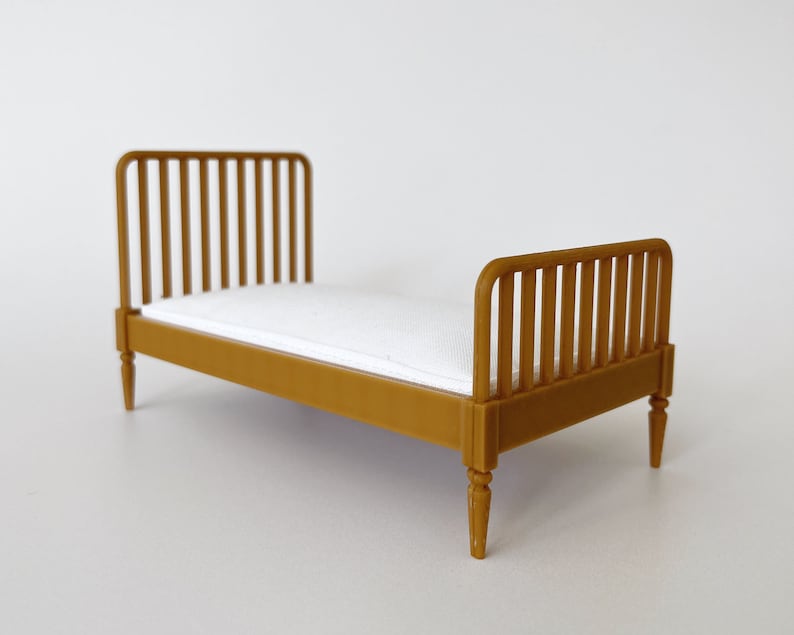 Dollhouse Bed 112 Scale Twin Modern Miniature Bed for Dollhouse