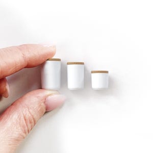 Dollhouse Kitchen Canisters: Set of 3 miniature storage containers for pantry or bathroom essentials