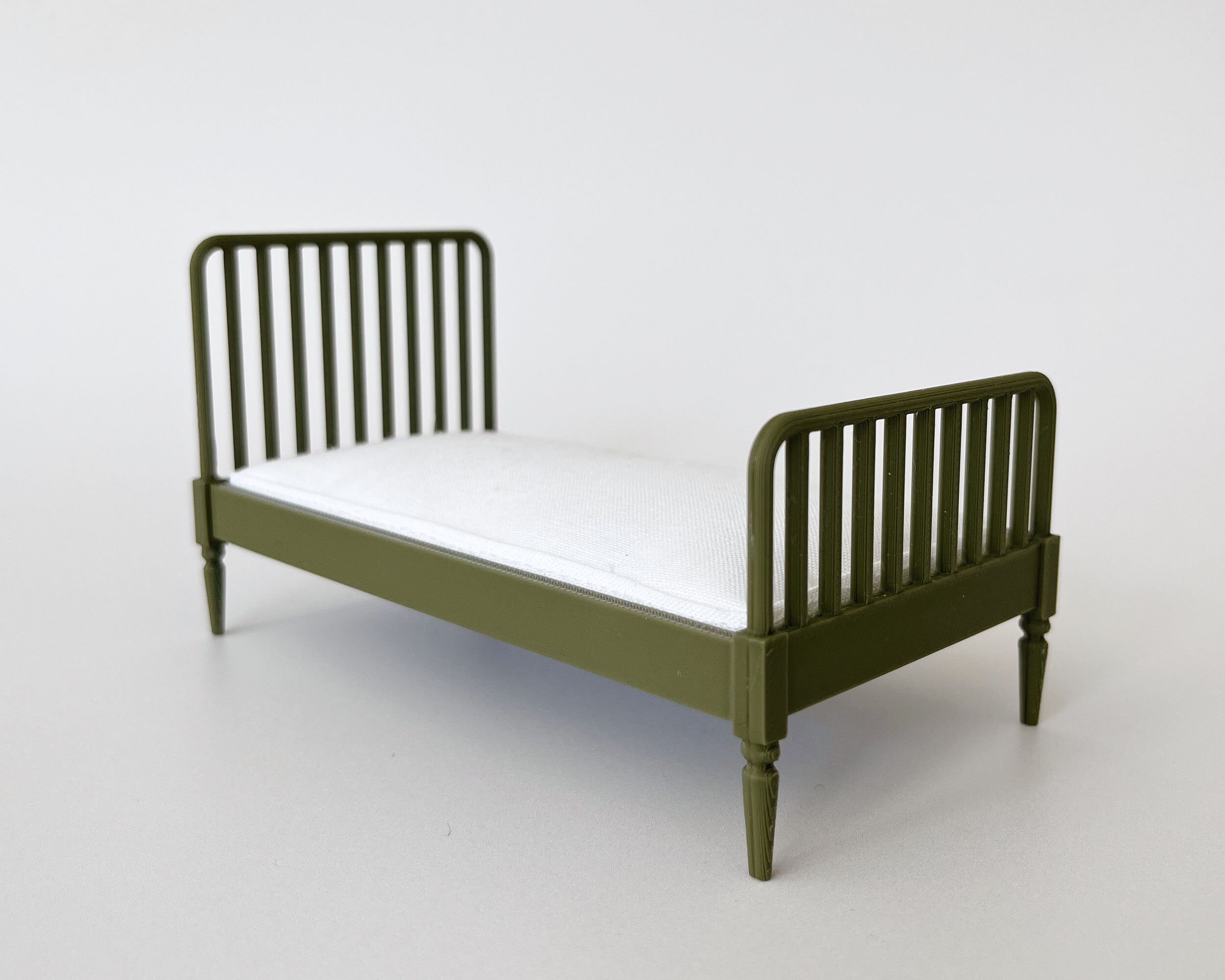Dollhouse Bed 112 Scale Twin Modern Miniature Bed for Dollhouse