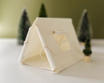 Miniature Doll Tent: Classic canvas mini camping tent ideal for your mantle, desk and more!
