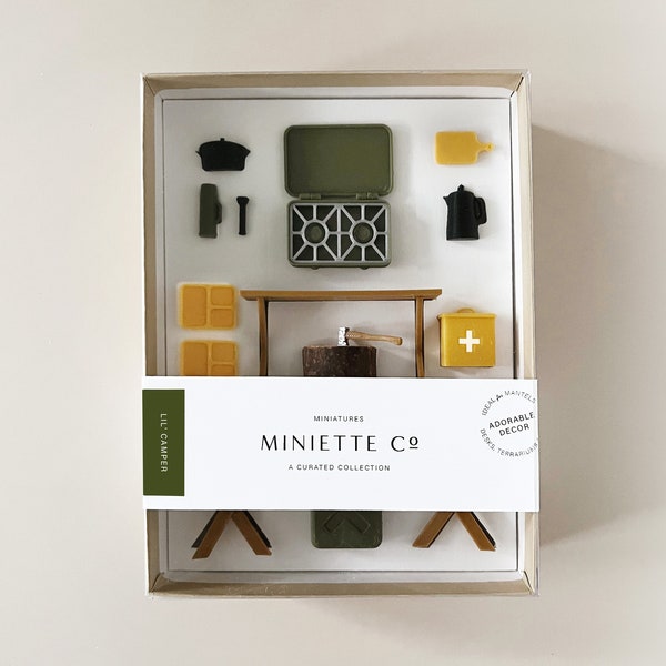 Miniature Camping Collection: Mini Decor Ideal for your mantle, desk, terrarium and more!