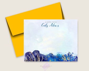 Personalized Agate Note cards with Matching Envelopes and FREE Return Address.  Flat Note cards,  Folded Note Cards, Carly