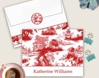 Custom Chinoiserie Note card Set with Envelopes, Perfect Gift