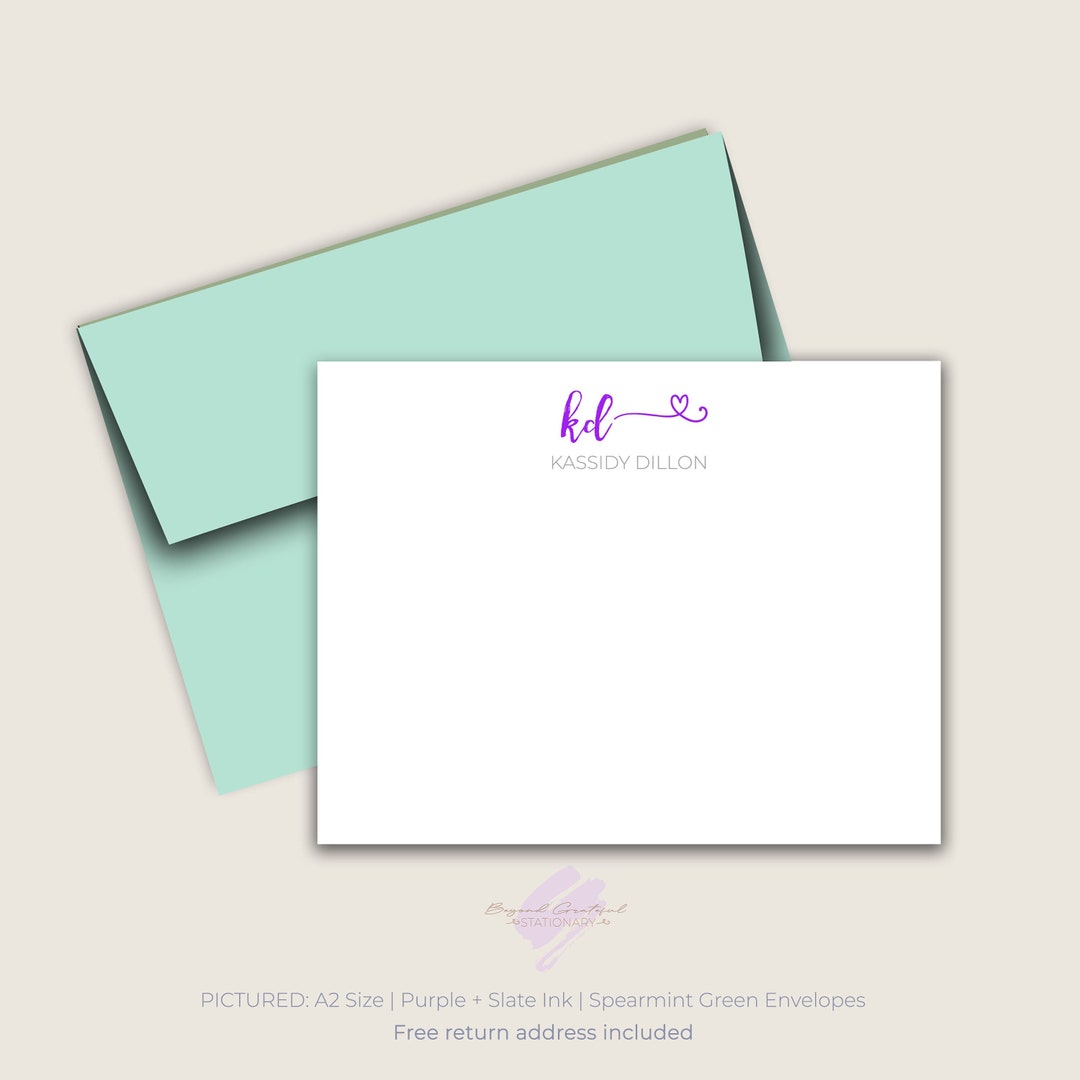 Personalized Name Notecards With Matching Envelopes and FREE Return ...