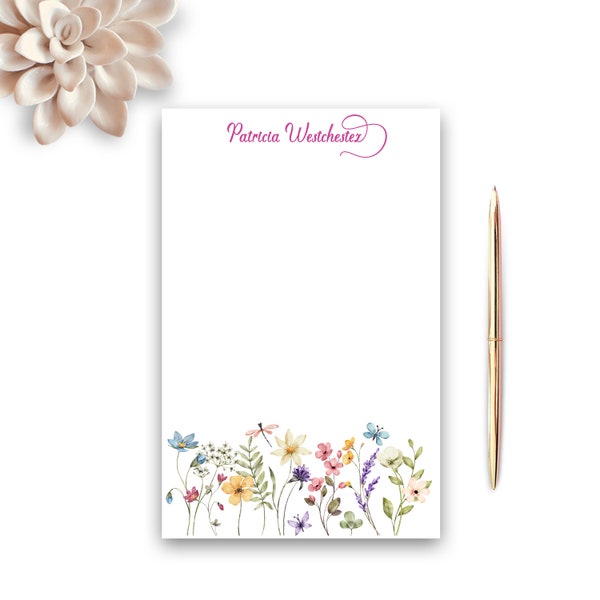 Wildflower Notepad | Whimsical Notepad With Flowers | Small notepad| Desk Planner | Personalized Wildflowers Notepad | To-Do List