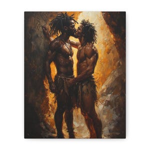Matte Canvas Art Print - Embrace Love with Stunning Couple Design, Perfect for Home Decor, Gift for Anniversaries, LGBTQ+ Pride