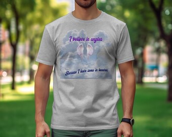 Heavenly Angel Wings Memorial T-shirt, Rouw Comfort Tee, ik geloof in engelen shirt, inspirerende quote top, herinneren van dierbaren