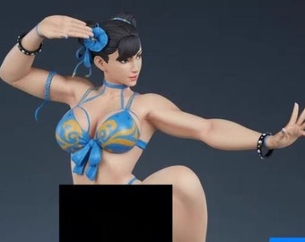 NSFW - Beach Fighter Street Fighter Chun Li Assemble Figurine 3D STL för utskrift med vuxentillägg Sexig topplös naken naken