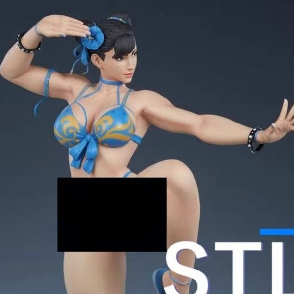 NSFW - Beach Fighter Street Fighter Chun Li Assemble Figurine 3d stl pour l'impression avec module complémentaire adulte Sexy topless nue nue