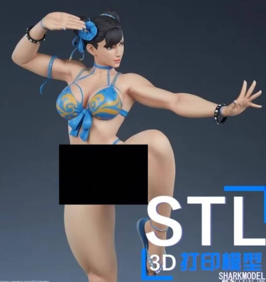 NSFW - Beach Fighter Street Fighter Chun Li Assemble Figurine 3d Stl for Printing With Adult Add