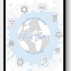 On This Day | Personalised | Birth Day | Nursery | Newborn | Prints | Children's Room | Wall Art