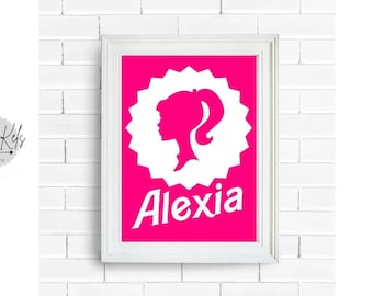 Barbie inspiriert Name Print | Personalisiert |  Kinderzimmer | Geschenk | Wandkunst | Unikat | Barbie Mädchen