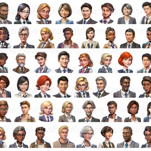 Icons set with cartoon people faces pack of office worker cartoon character portraits realistic isolated avatars of multinational people