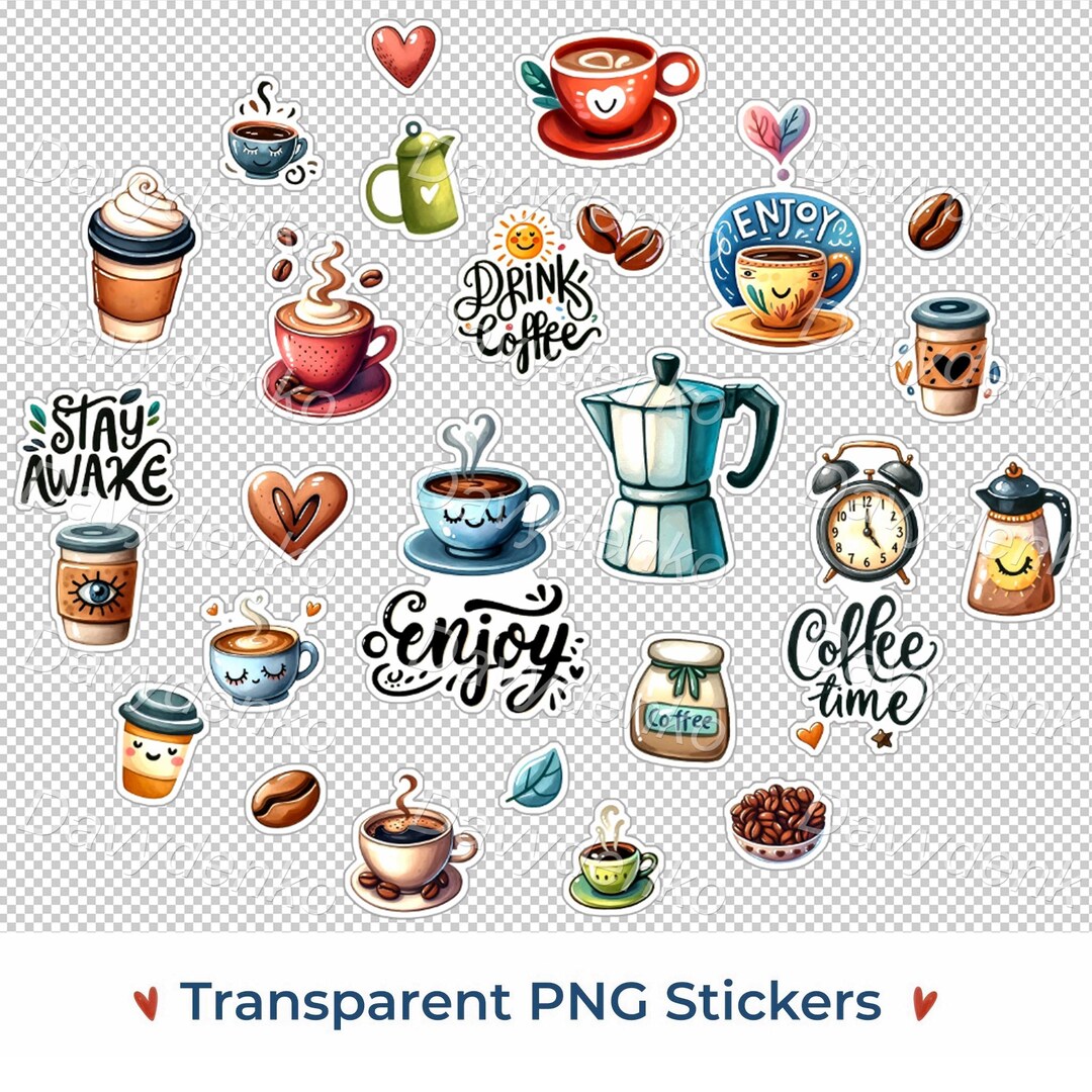 Coffee Time Sticker Set. Coffee Break Journal or Planner Stickers ...