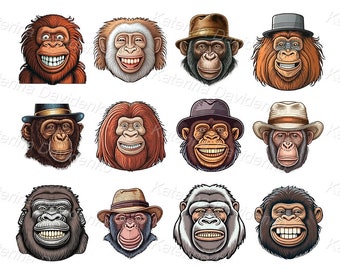 Cute Ape Clipart - Etsy