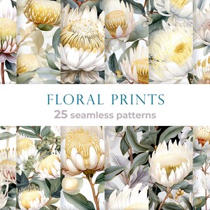 Floral seamless patterns with garden flowers. Fabrics textiles designs, set of repetition backgrounds in soft colors