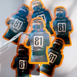 Holografische waterdichte sticker Formule 1 Oscar Piastri - F1 McLaren-sticker voor waterfles, bekers, laptop, notebook