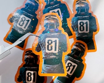 Formula 1 Oscar Piastri Holographic Waterproof Sticker - F1 McLaren Decal for Water Bottle, Cups, Laptop, Notebook