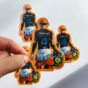 Formula 1 Lando Norris Holographic Waterproof Sticker - Sonoma Raceway - F1 McLaren Decal for Water Bottle, Cups, Laptop, Notebook