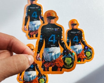 Formula 1 Lando Norris Holographic Waterproof Sticker - Sonoma Raceway - F1 McLaren Decal for Water Bottle, Cups, Laptop, Notebook
