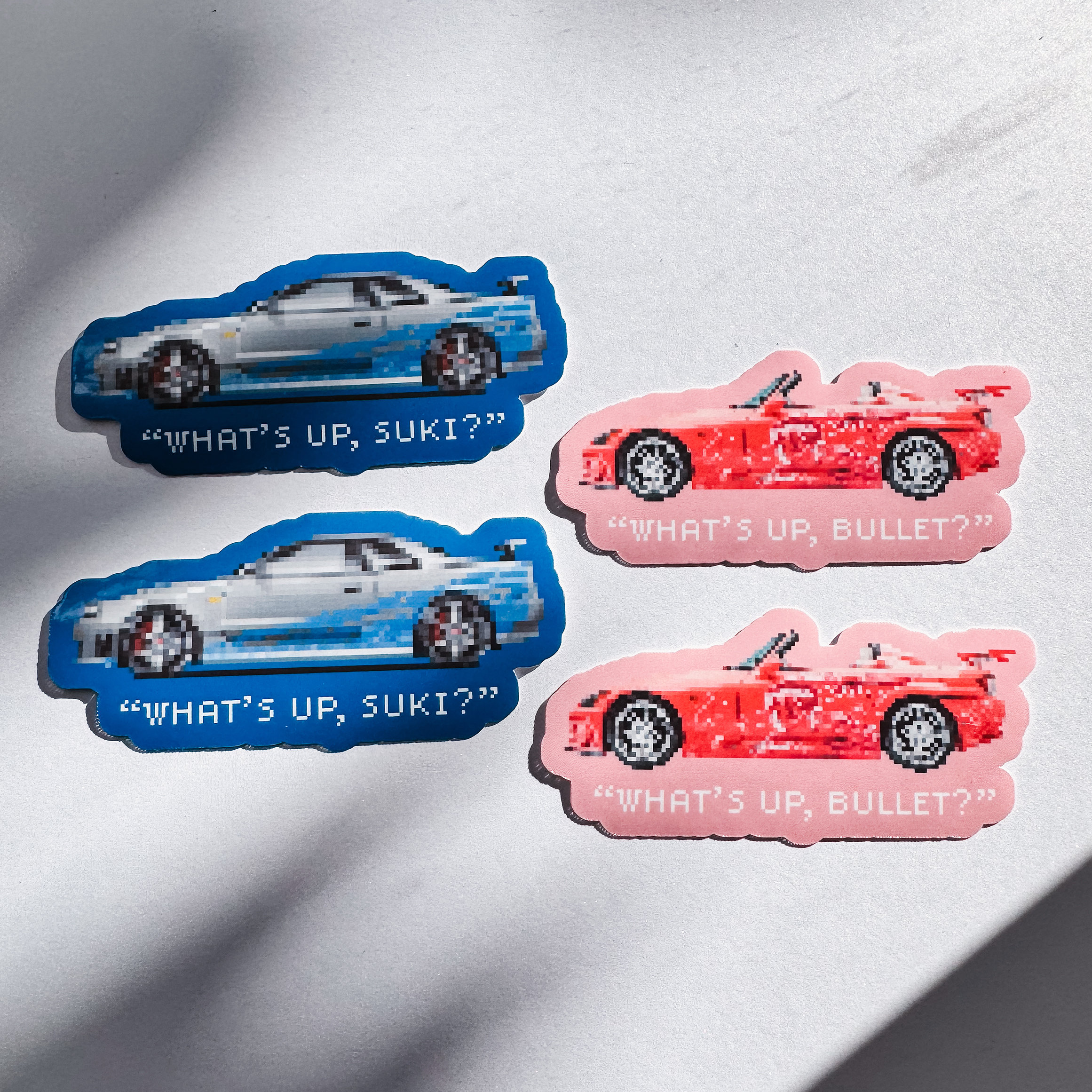 Fast & Furious Brian R34 Skyline Suki S2000 - "What's up, Suki" - "What's up, Bullet" -  Waterproof Decal for Bottle Laptop Planner Cups