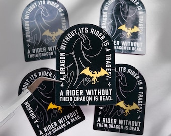 Fourth Wing Iron Flame Holographic Waterproof Sticker - "Should I get the Wingleader" - Xaden Riorson Violet Sorrengail Tairn Sgaeyl Andarna