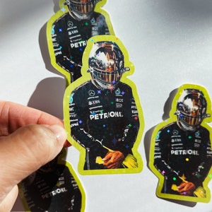 Formula 1 Lewis Hamilton Holographic Waterproof Sticker - Suzuka GP - F1 AMG Mercedes Decal for Water Bottle, Cups, Laptop, Notebook