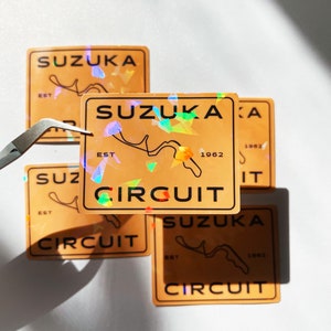 Formel 1 Track Holografisch wasserfester Aufkleber - Suzuka, Japan - F1 Rennstrecke Aufkleber für Flaschen, Tassen, Laptop