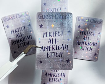 Olivia Rodrigo All American Guts Tour - Guest Check Holographic Waterproof Sticker - Calcomanía para computadora portátil, botella, taza, cuaderno