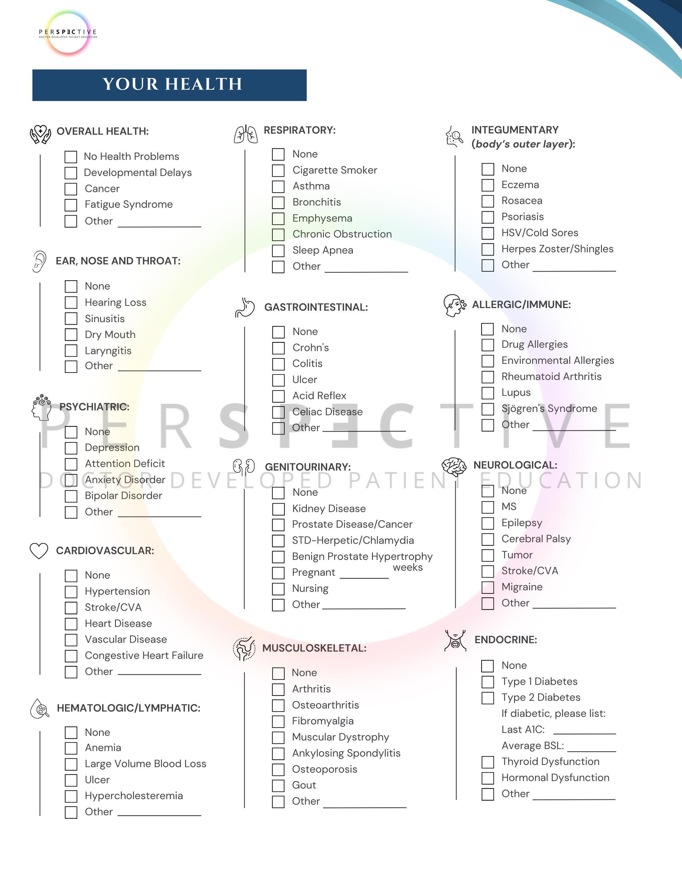 Comprehensive Intake Form for Optometrists - Etsy