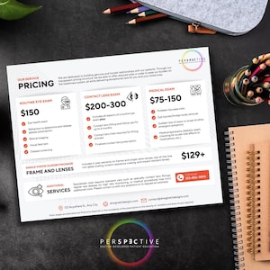 Eye Exam Service Pricing Sheet
