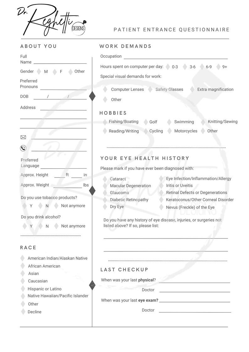 modern-patient-health-questionnaire-for-optometrists-etsy