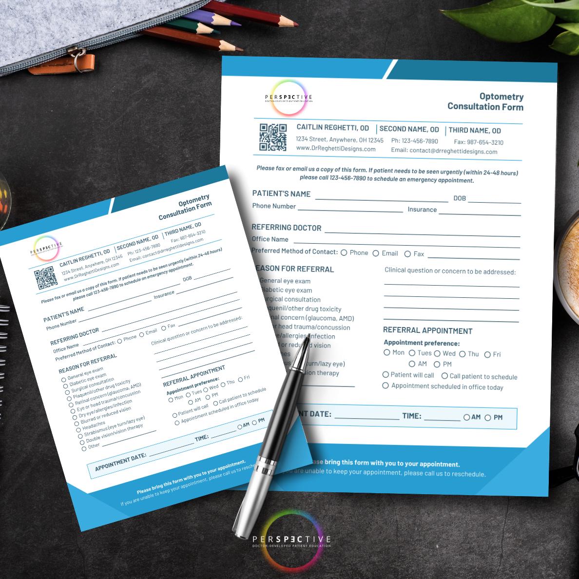 Optometry Consultation Form for Doctors - Etsy