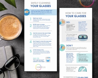 Glasses Care Card for Optometrists/Opticians