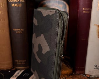 ESV Compact Bible - Canvas with Zipper, Camo Design Holy Bible, English Standard Version Military Army Thinline double-column format Bible