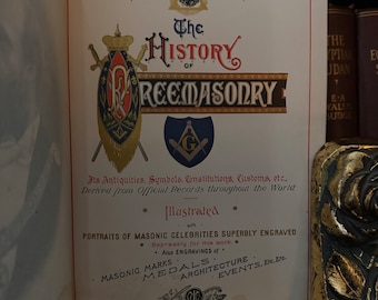 La historia de la masonería **Edición de cuero poco común** Vol. 1-4 - MASONERÍA ILLUMINATI OCULTA Hermandad Hermética Templo Druida Rosacruz