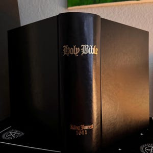 1611 Télécopieur KVJ Ancien et Nouveau Testament apocryphes illustrés Bible avec reliure en cuir, cadeau Mormonisme Catholicisme Templiers Franc-maçonnerie