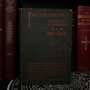 May include: A black book titled "Dan-Gnosticism: A Suggestion in Philosophy" by Noel Winter. The book has a quote from Herbert Spencer on the bottom.