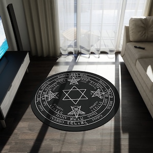 Lesser Banishing Ritual Pentagram Magic Circle Rug -  High Magick Circle Esoteric Art Occult Decor Archangel Sigils Alchemy Wiccan Decor
