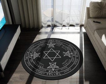 Lesser Banishing Ritual Pentagram Magic Circle Rug -  High Magick Circle Esoteric Art Occult Decor Archangel Sigils Alchemy Wiccan Decor