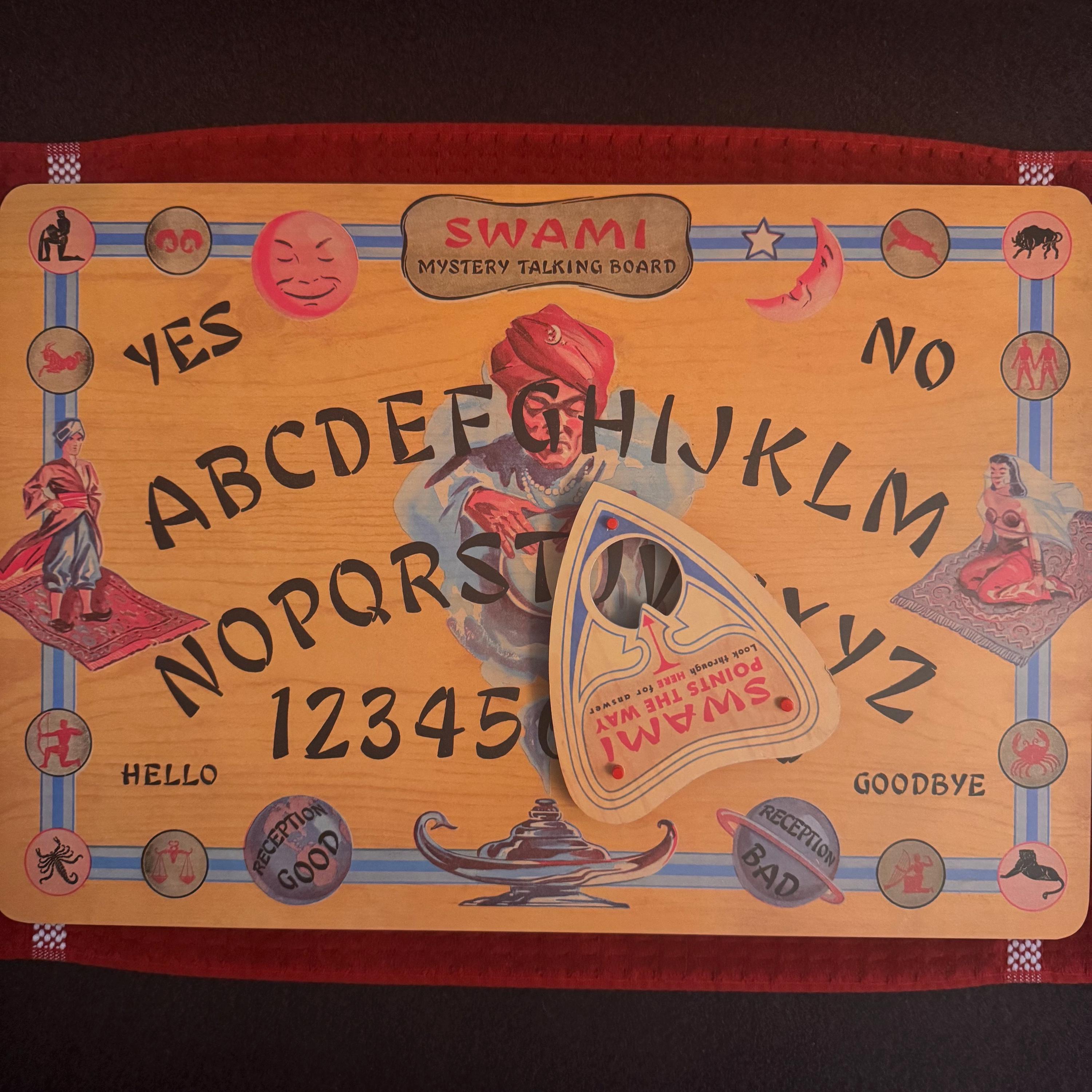 Swami Mystery Talking Board Wooden Ouija Spirit Divination Witch Superstition Occult Seance New Age Metaphysics Witchcraft Vintage Spiritism