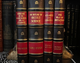 Rare Rudolf Steiner Book Set (4 Volumes) - Anthroposophy, Leather Occult Book, New Age, Freemasonry, HandBound, Theosophy, Golden Dawn Books