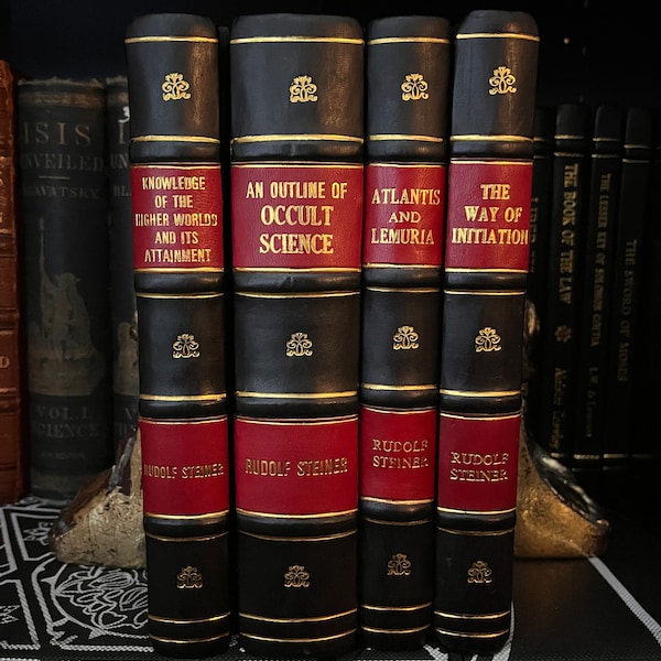 Rare Rudolf Steiner Book Set (4 Volumes) - Anthroposophy, Leather Occult Book, New Age, Freemasonry, HandBound, Theosophy, Golden Dawn Books