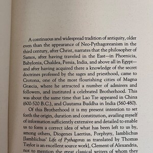 May include: A page from a book with text about the history of a brotherhood. The text discusses the philosopher of Samos, Lao Tze, and Gautama Buddha.