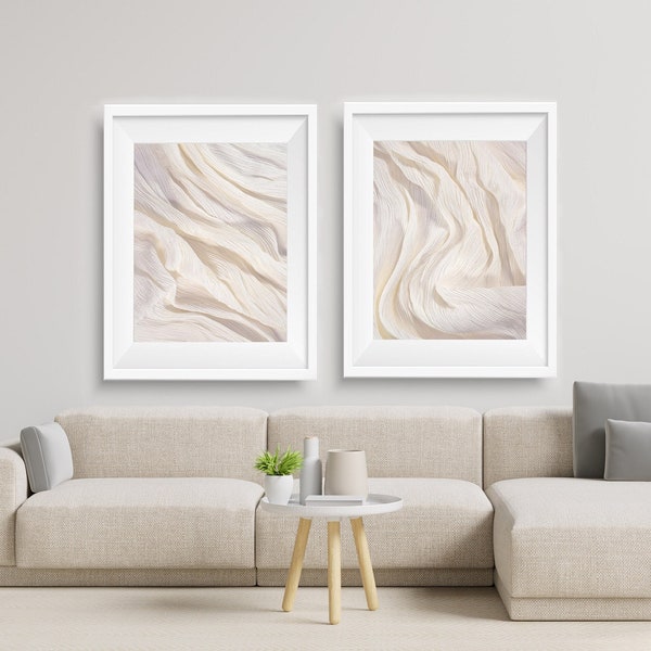 Abstract Neutral Wall Art, Simple Neutral Wall decor set of 2, Beige Abstract Art Prints, Minimalist Neutral living room wall art - DIGITAL